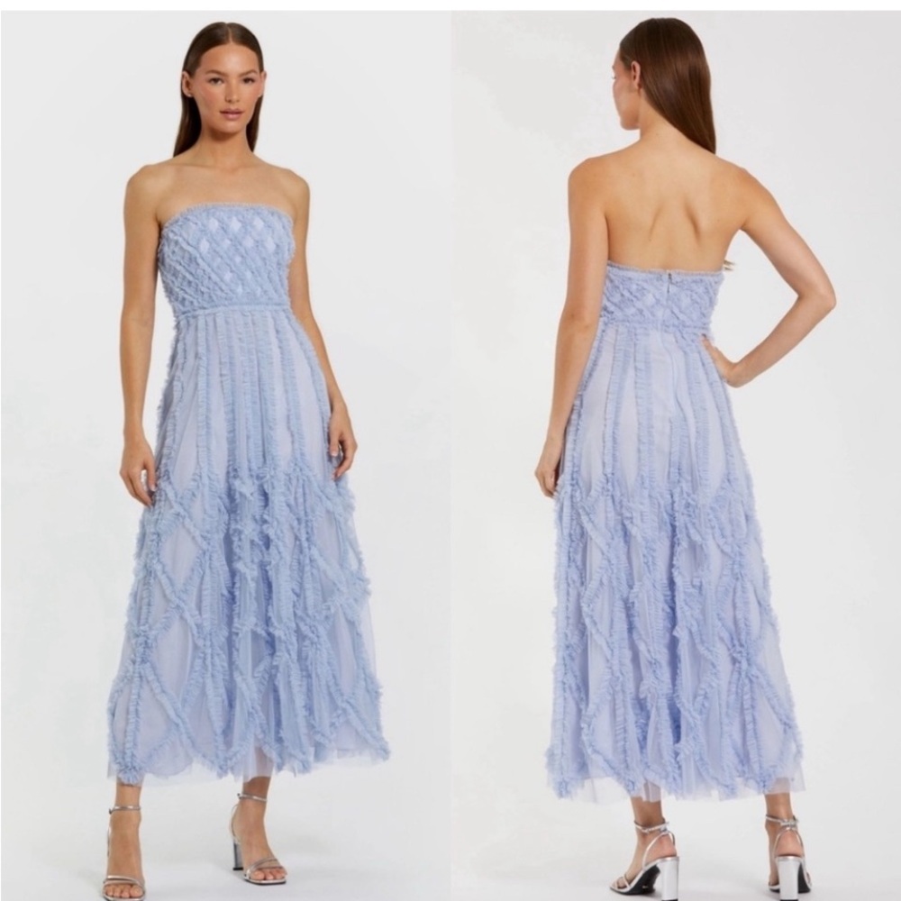 Mac Duggal Strapless Blue Dress